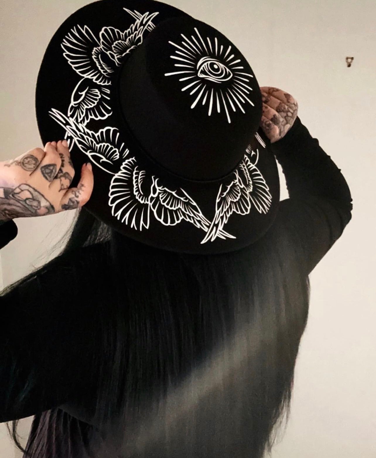 Vegan Felt Wide Brim Hat - Flat Top XL Brim - "Seraphim"