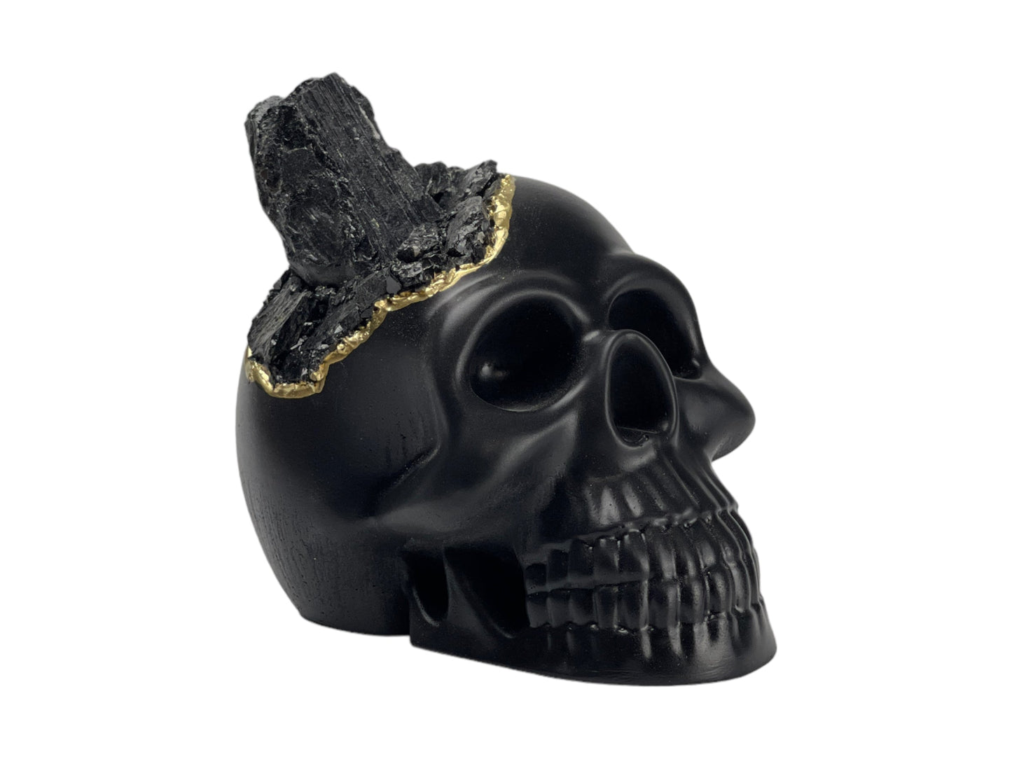 Black Tourmaline Skull Head (black) – Sculptures & Statues