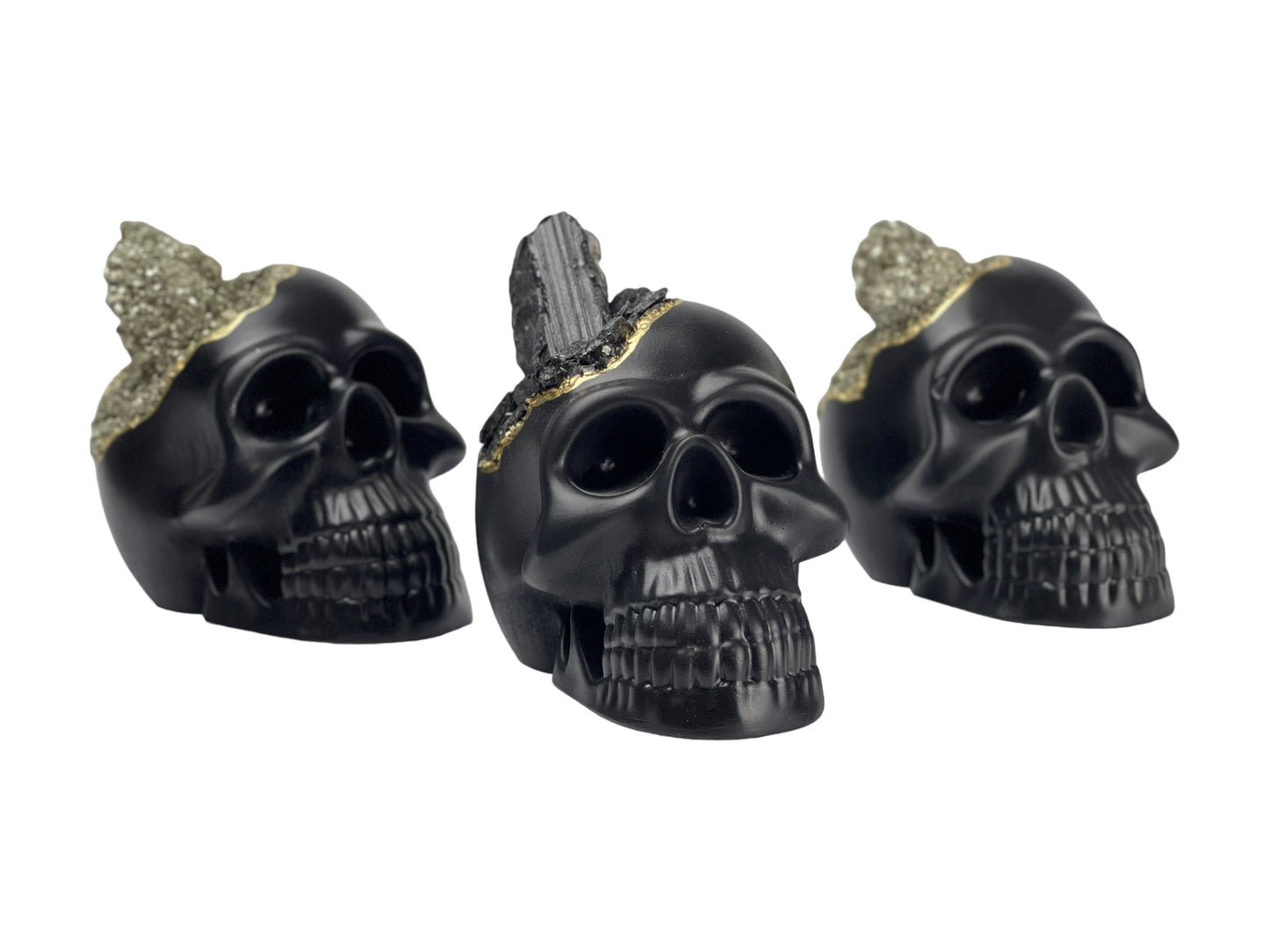 Black Tourmaline Skull Head (black) – Sculptures & Statues