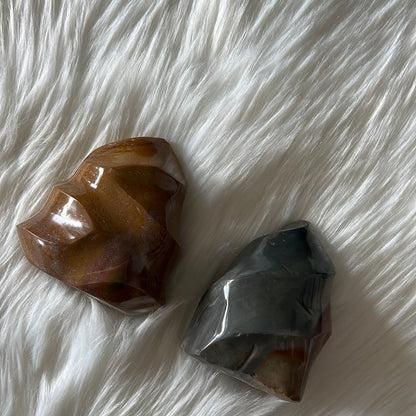 Polychrome Jasper  Flame Carvings