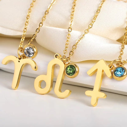 Zodiac Sign Necklace with Birthstones – 18k Gold Plated Jewelry