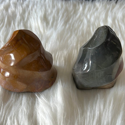 Polychrome Jasper  Flame Carvings