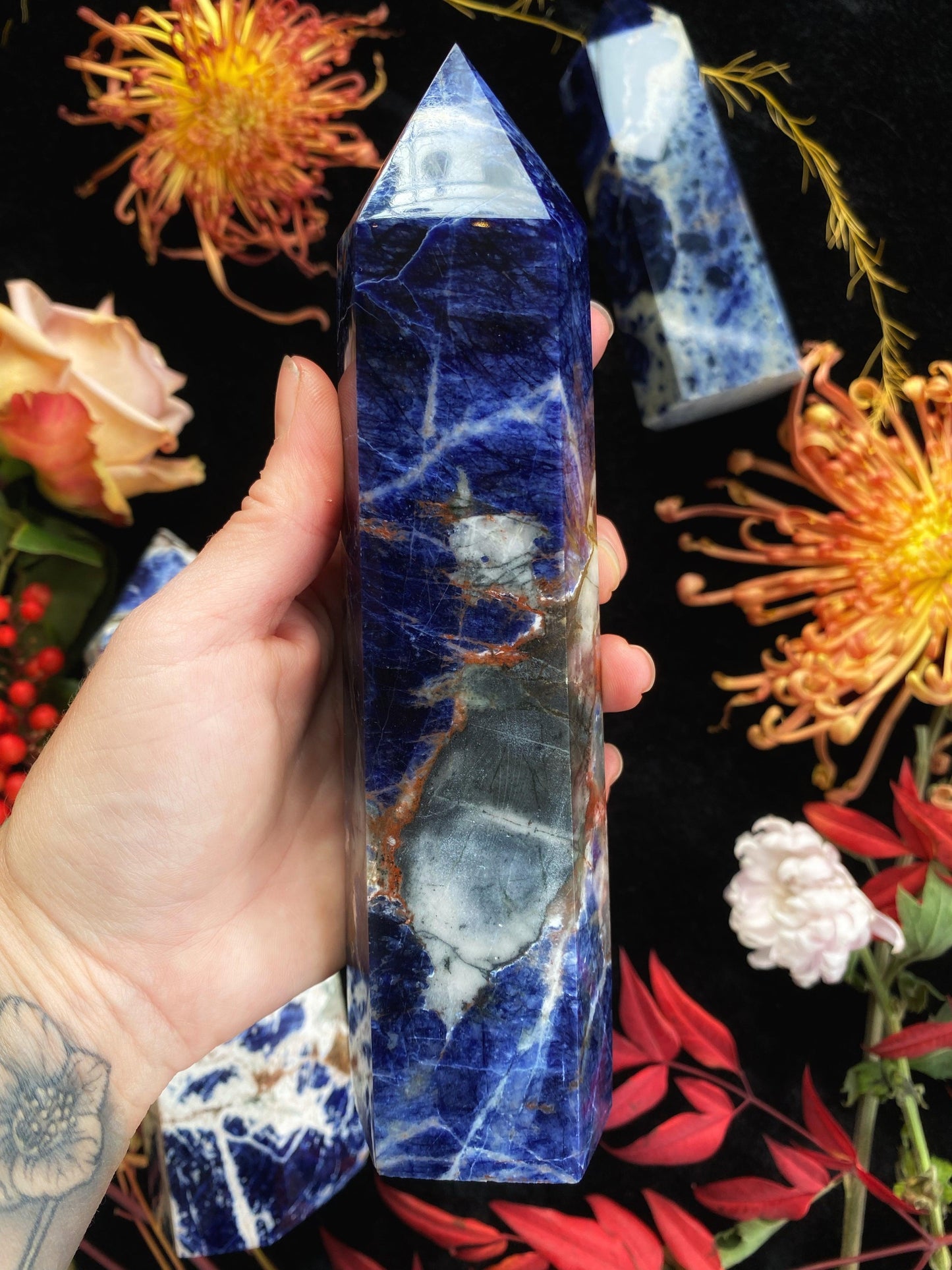 Sodalite Towers - Wands (Small - XLarge) – 581.6 g (XLarge) Crystals