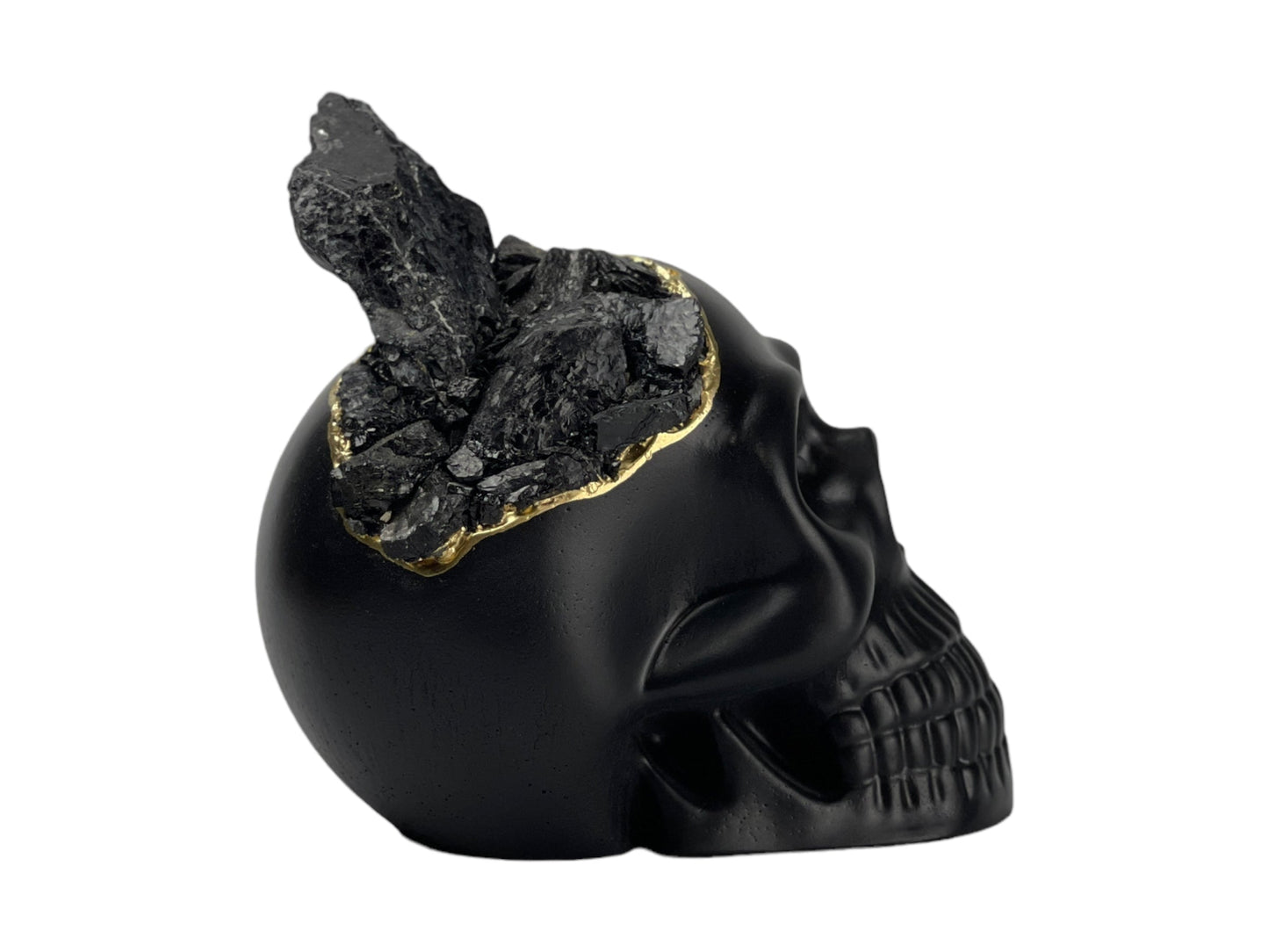 Black Tourmaline Skull Head (black) – Sculptures & Statues