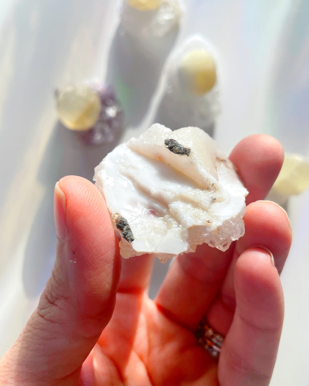 Rare Botryoidal Fluorite on Quartz “Fried Egg” –