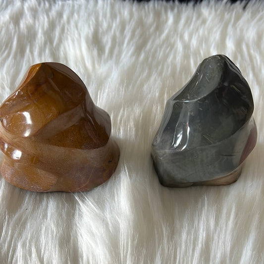 Polychrome Jasper  Flame Carvings