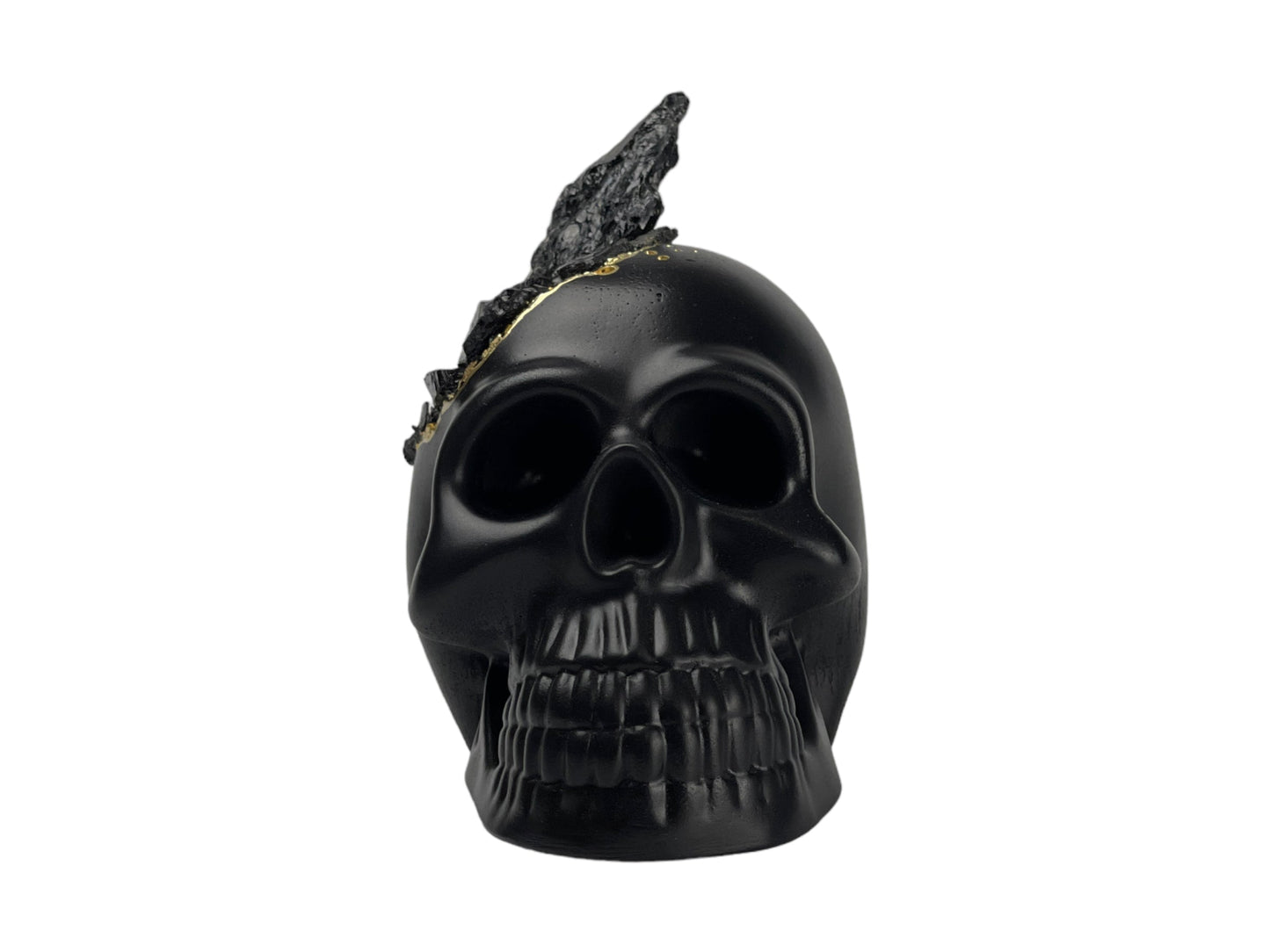 Black Tourmaline Skull Head (black) – Sculptures & Statues