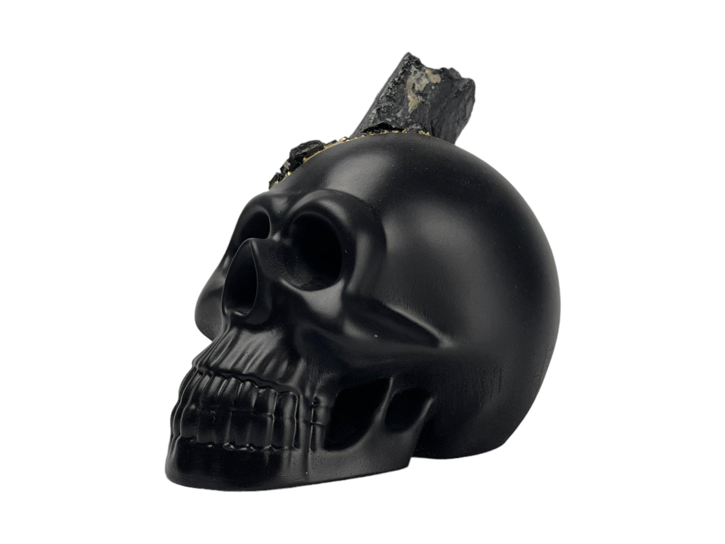 Black Tourmaline Skull Head (black) – Sculptures & Statues
