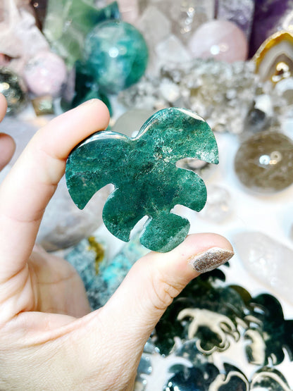 Moss Agate Monstera Leaf –