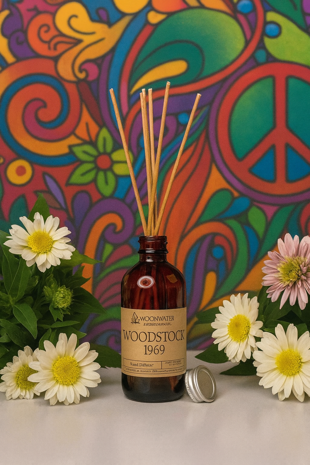 Woodstock 1969 - REED DIFFUSER, Hemp, Grass, Nag Champa & Patchouli -- by Moon Water Apothecary! –