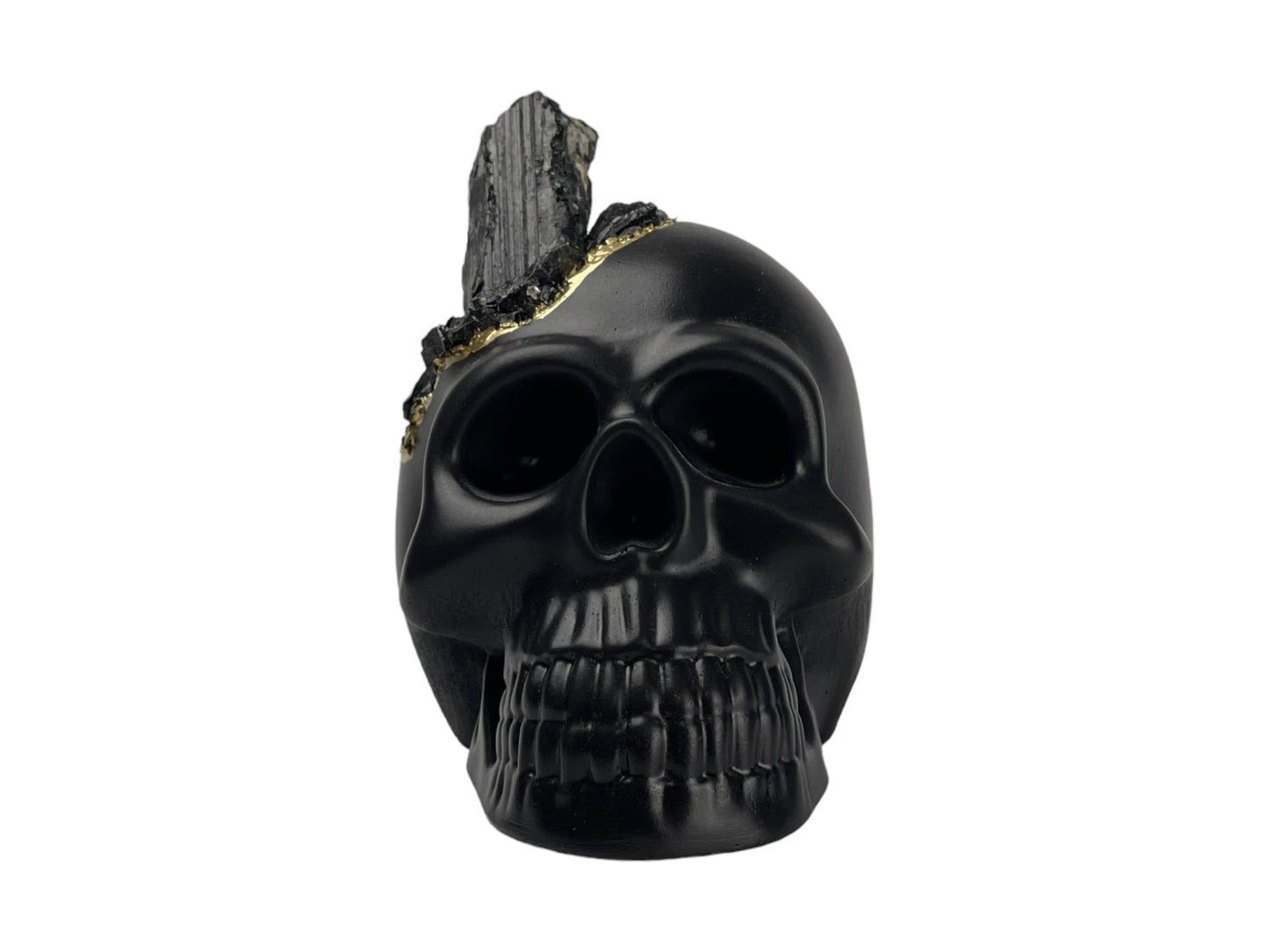 Black Tourmaline Skull Head (black) – Sculptures & Statues
