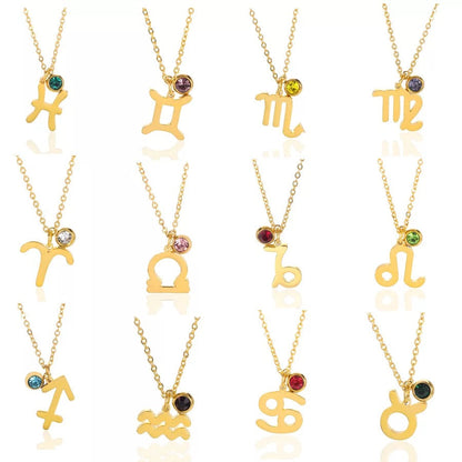 Zodiac Sign Necklace with Birthstones – 18k Gold Plated Jewelry