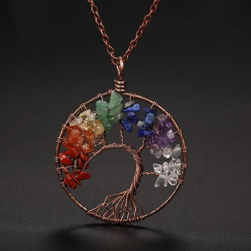 Tree of Life Chakra Wrapped necklace