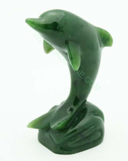 Large Jade Dolphin Carving – Handcarved Green Jade Sculpture