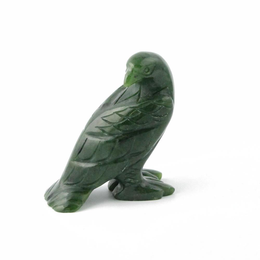 Jade Eagle Carving – Standing Handcarved Green Jade Sculpture