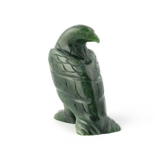 Jade Eagle Carving – Standing Handcarved Green Jade Sculpture