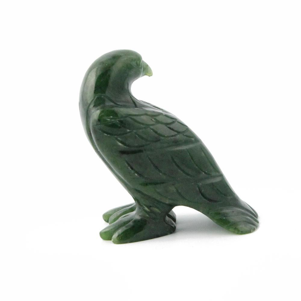 Jade Eagle Carving – Standing Handcarved Green Jade Sculpture