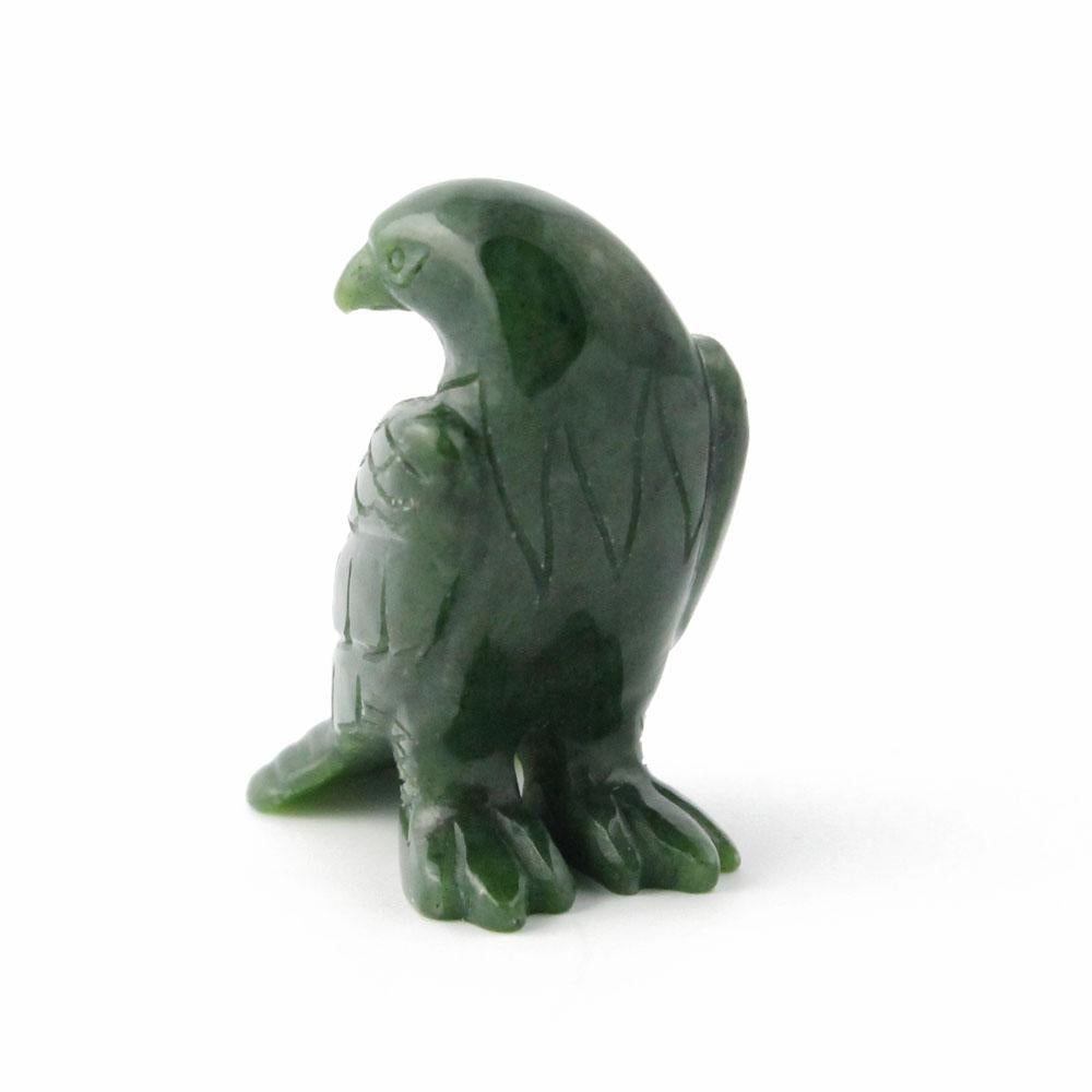 Jade Eagle Carving – Standing Handcarved Green Jade Sculpture