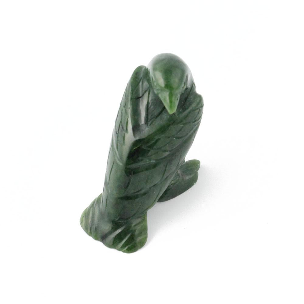 Jade Eagle Carving – Standing Handcarved Green Jade Sculpture