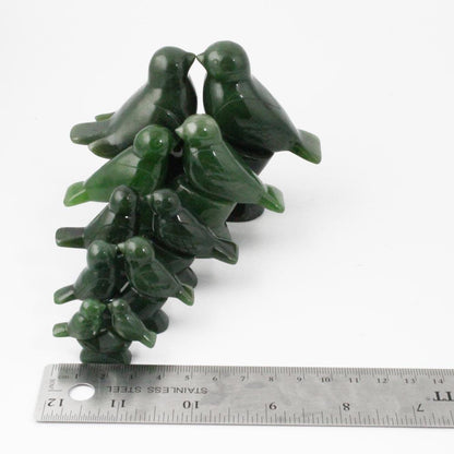 Large Jade Lovebirds Carving – Handcarved Green Jade Sculpture