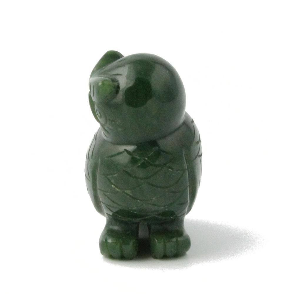 Jade Owl Carving – Handcarved Green Jade Wisdom Sculpture