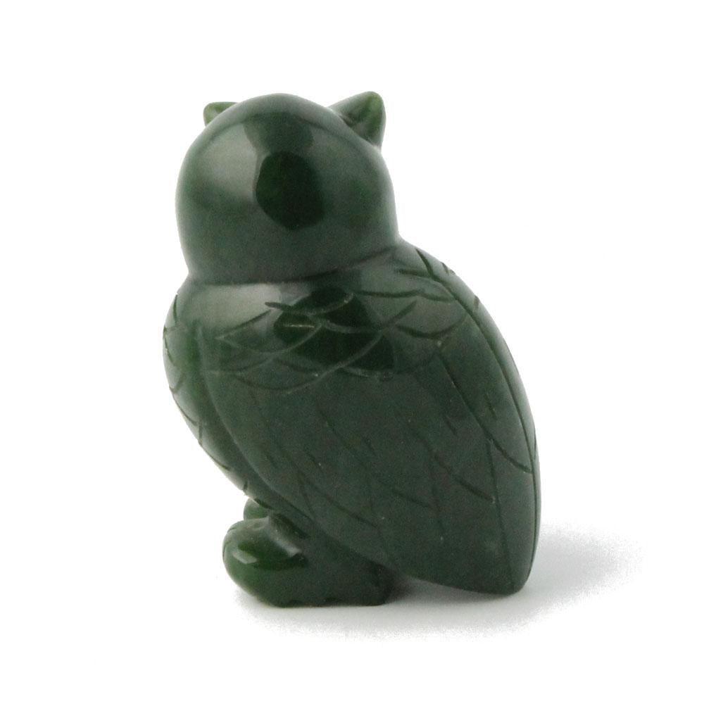 Jade Owl Carving – Handcarved Green Jade Wisdom Sculpture