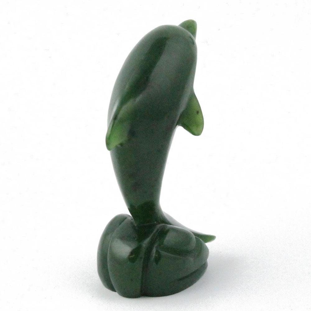 Large Jade Dolphin Carving – Handcarved Green Jade Sculpture