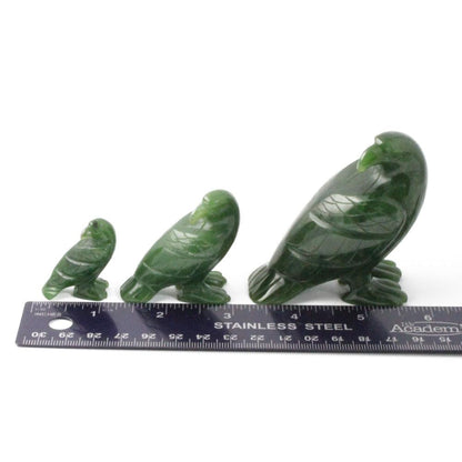 Jade Eagle Carving – Standing Handcarved Green Jade Sculpture
