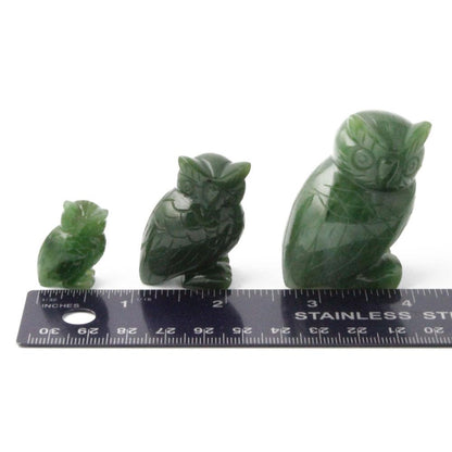 Jade Owl Carving – Handcarved Green Jade Wisdom Sculpture