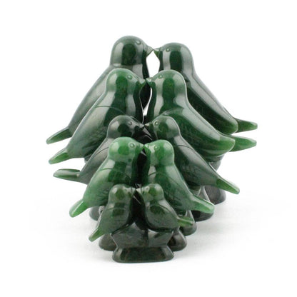 Large Jade Lovebirds Carving – Handcarved Green Jade Sculpture