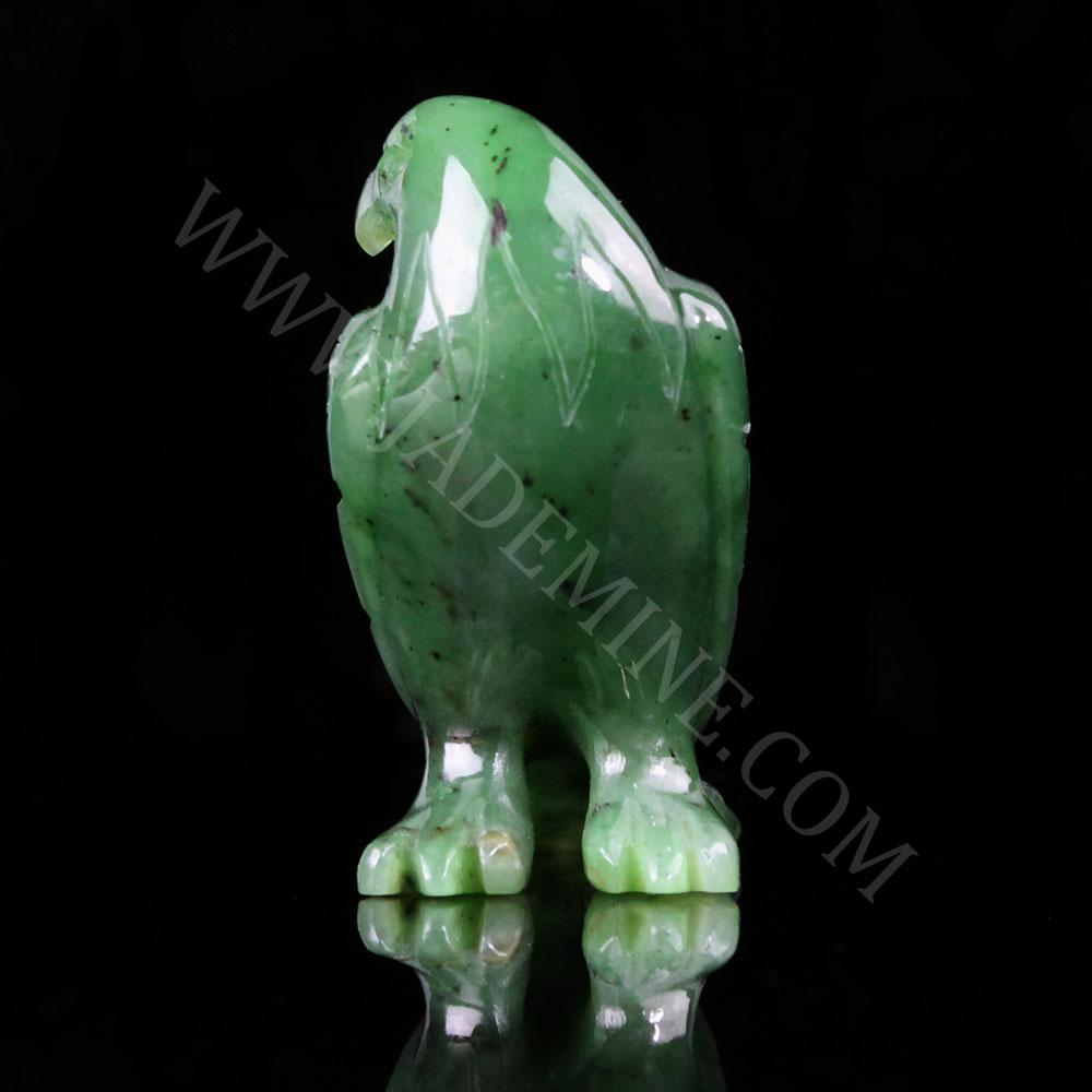 Jade Eagle Carving – Standing Handcarved Green Jade Sculpture