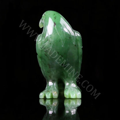 Jade Eagle Carving – Standing Handcarved Green Jade Sculpture