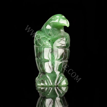 Jade Eagle Carving – Standing Handcarved Green Jade Sculpture