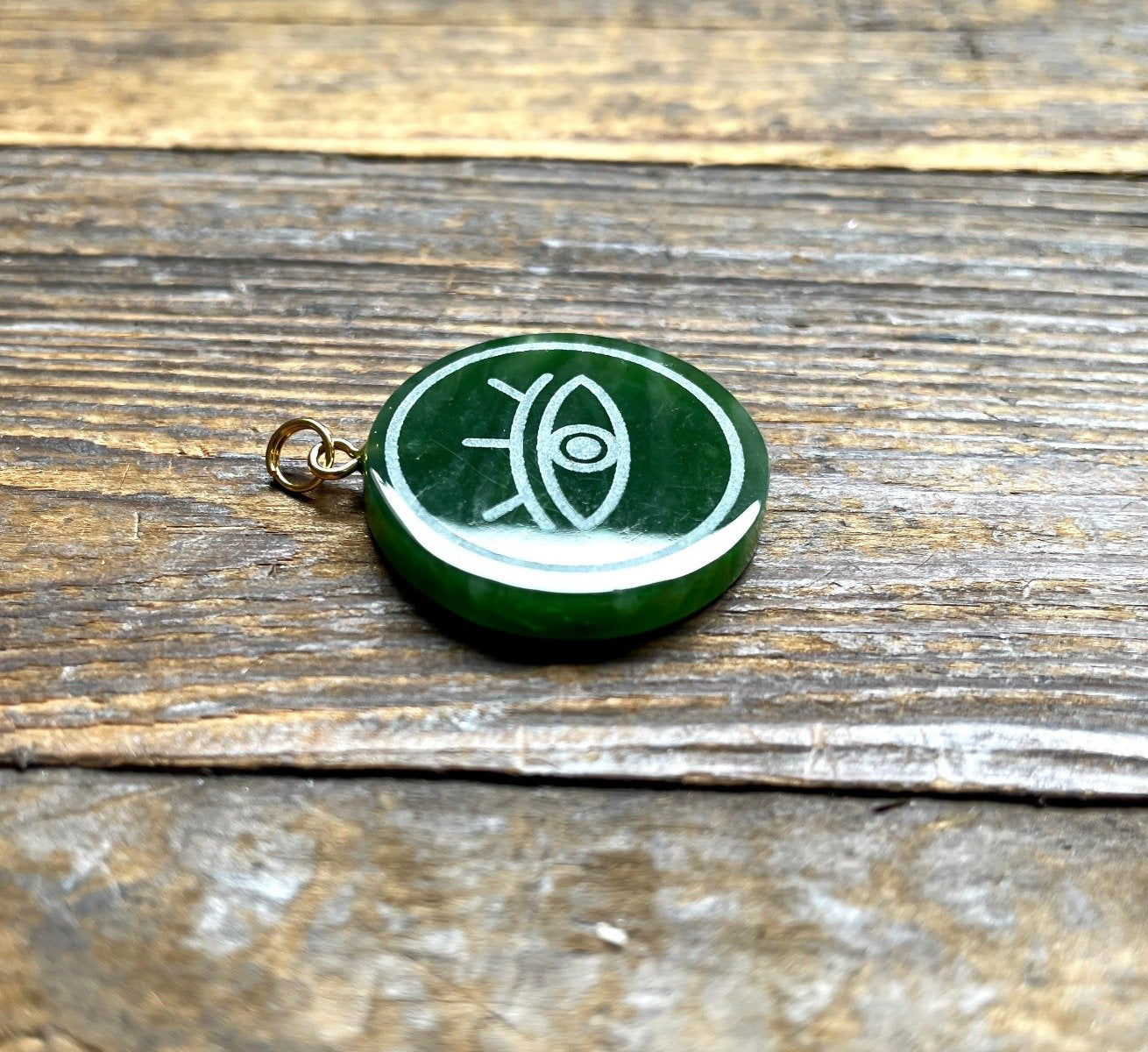 Canadian Jade Evil Eye Pendant 25mm – Sterling Silver Protection Jewelry –