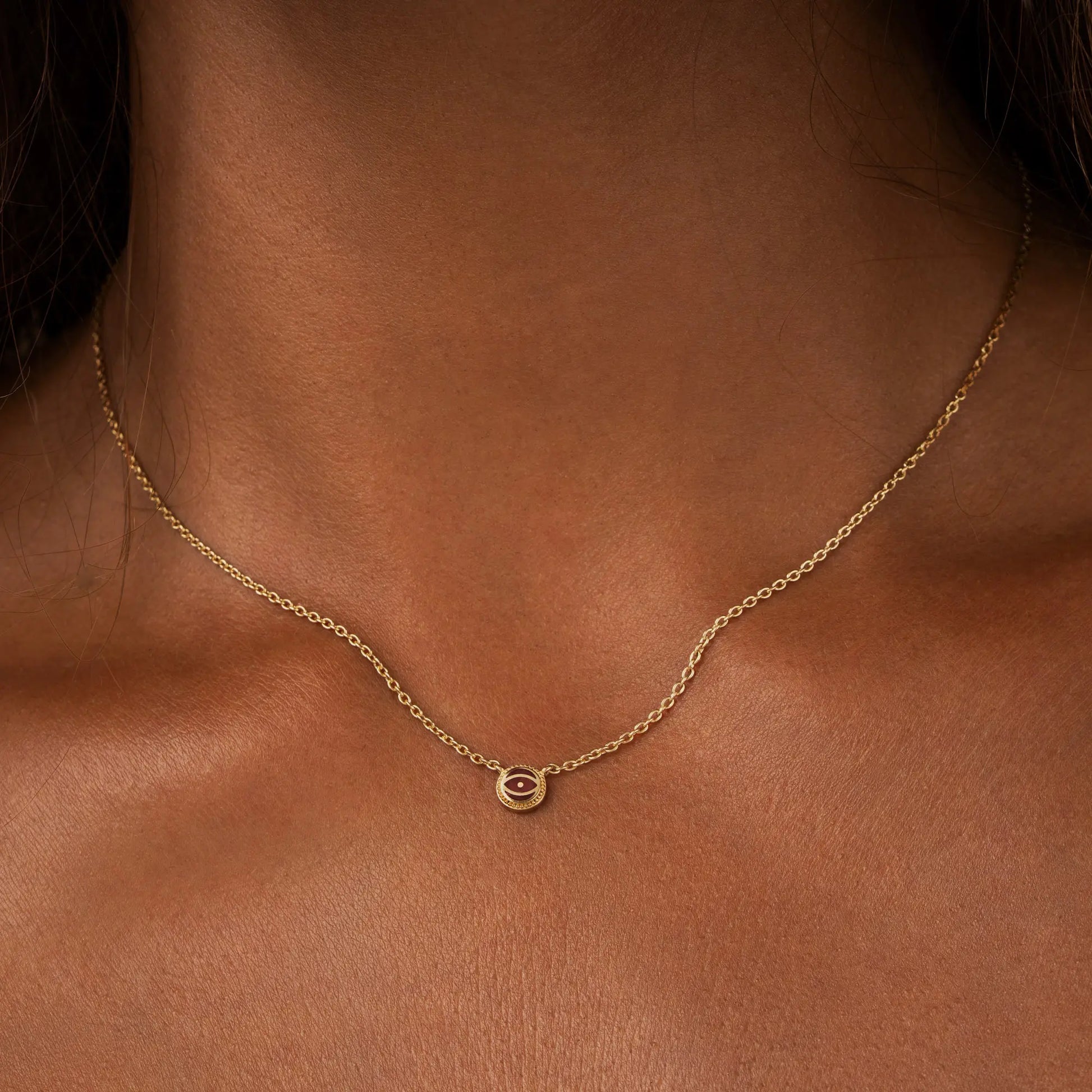 Radiant Shield - Garnet January Birthstone Evil Eye Necklace – Necklaces - Womens