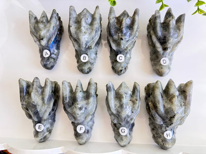 Labradorite Dragon Skull Carving (G) – 4.25 Inches
