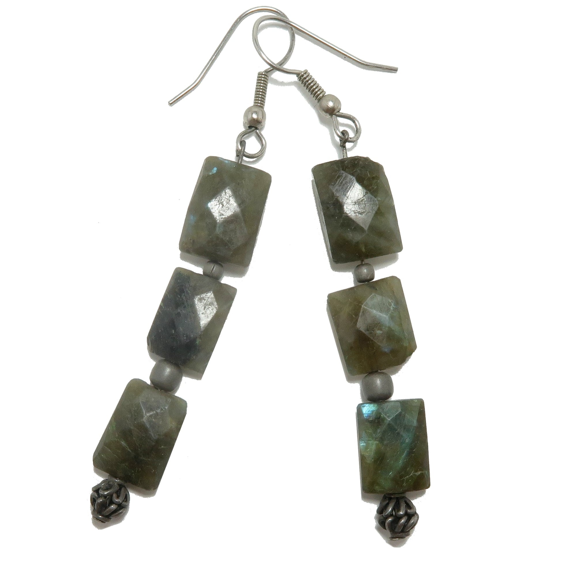 Labradorite Earrings Elegant Energy Faceted Gemstones – Earrings