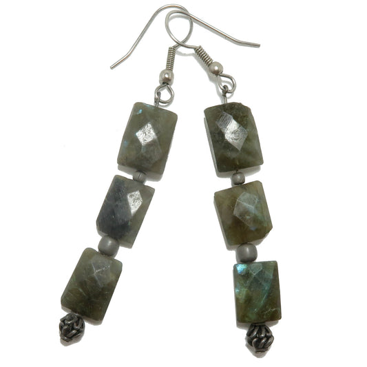 Labradorite Earrings Elegant Energy Faceted Gemstones – Earrings