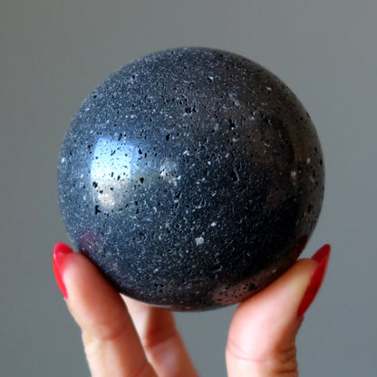 Black Lava Stone Sphere | Volcanic Crystal Ball – Balls