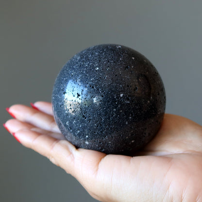 Black Lava Stone Sphere | Volcanic Crystal Ball – Balls