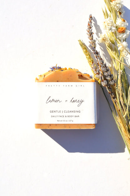 Lemon + Honey + Poppy Seed -- Handmade Tallow Soap Bar