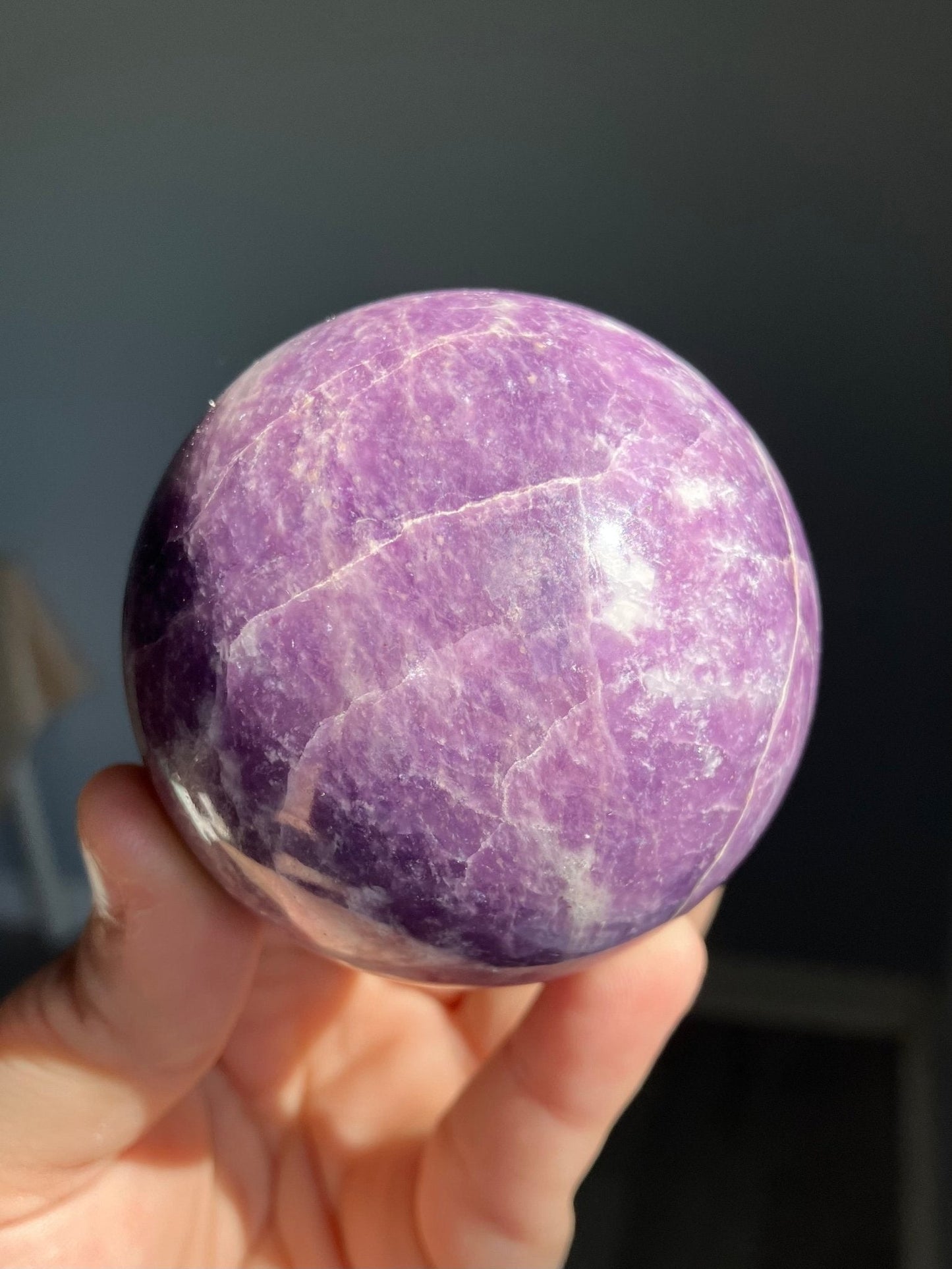 Lepidolite Sphere – 65mm Calming Crystal Ball