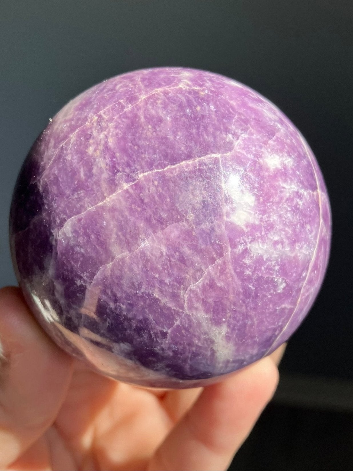 Lepidolite Sphere – 65mm Calming Crystal Ball