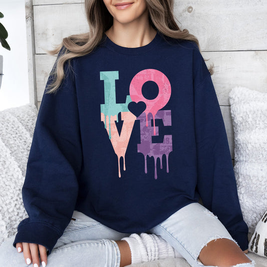 Retro Love Dripping Paint, Sweatshirt, Valentine's Day