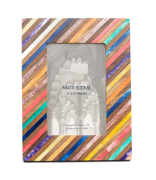 Banka Mundi 4x6 Multicolor Picture Frame - Bone, Wood Handmade – HME stock line