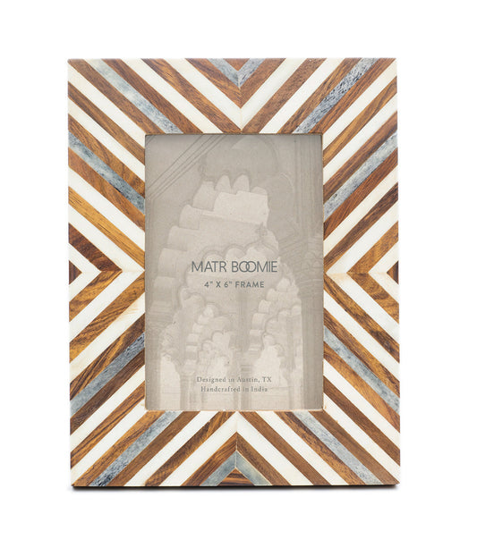 Banka Mundi 4x6 Brown & White Picture Frame - Carved Bone, Wood – HME stock line