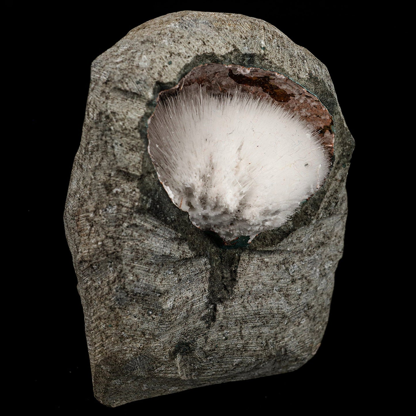 Mesolite Inside MM Quartz Geode Natural Mineral Specimen # B 6591 – Mesolite