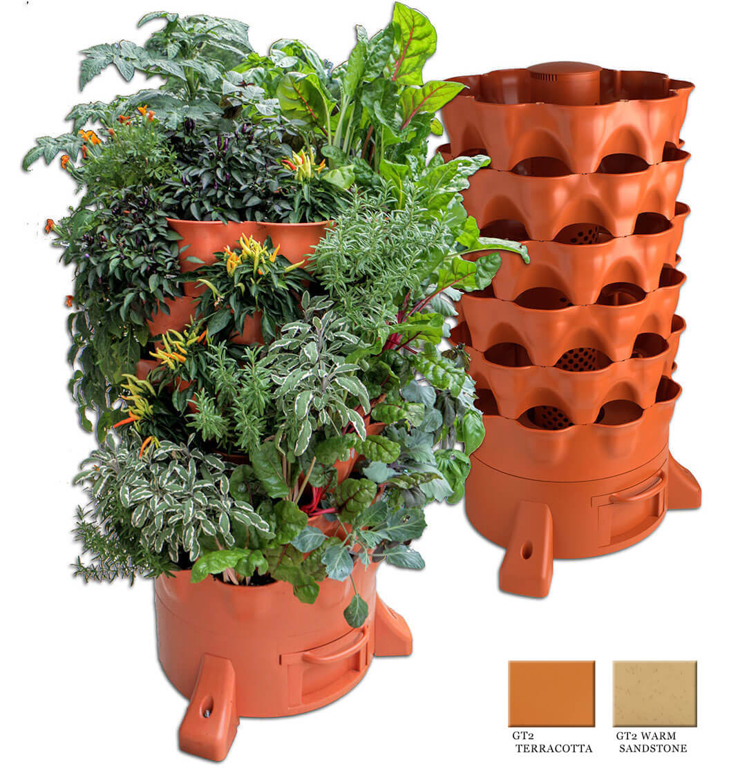 Garden Tower 2™ Vertical Garden Planter – 50 Plant Composting Tower for Organic Gardening | Balcony & Patio Planter – Terracotta