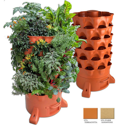 Garden Tower 2™ Vertical Garden Planter – 50 Plant Composting Tower for Organic Gardening | Balcony & Patio Planter – Terracotta