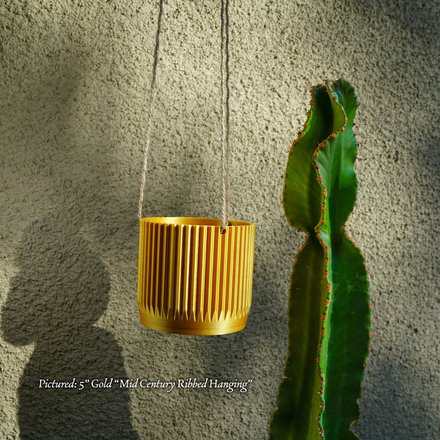 Mid-Century Ribbed Hanging Plant Pots | 3D Printed Planter – Hanging Planter